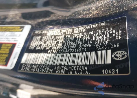 2017 Toyota Camry Se from USA, damaged, VIN 4T1BF1FK3HU314571